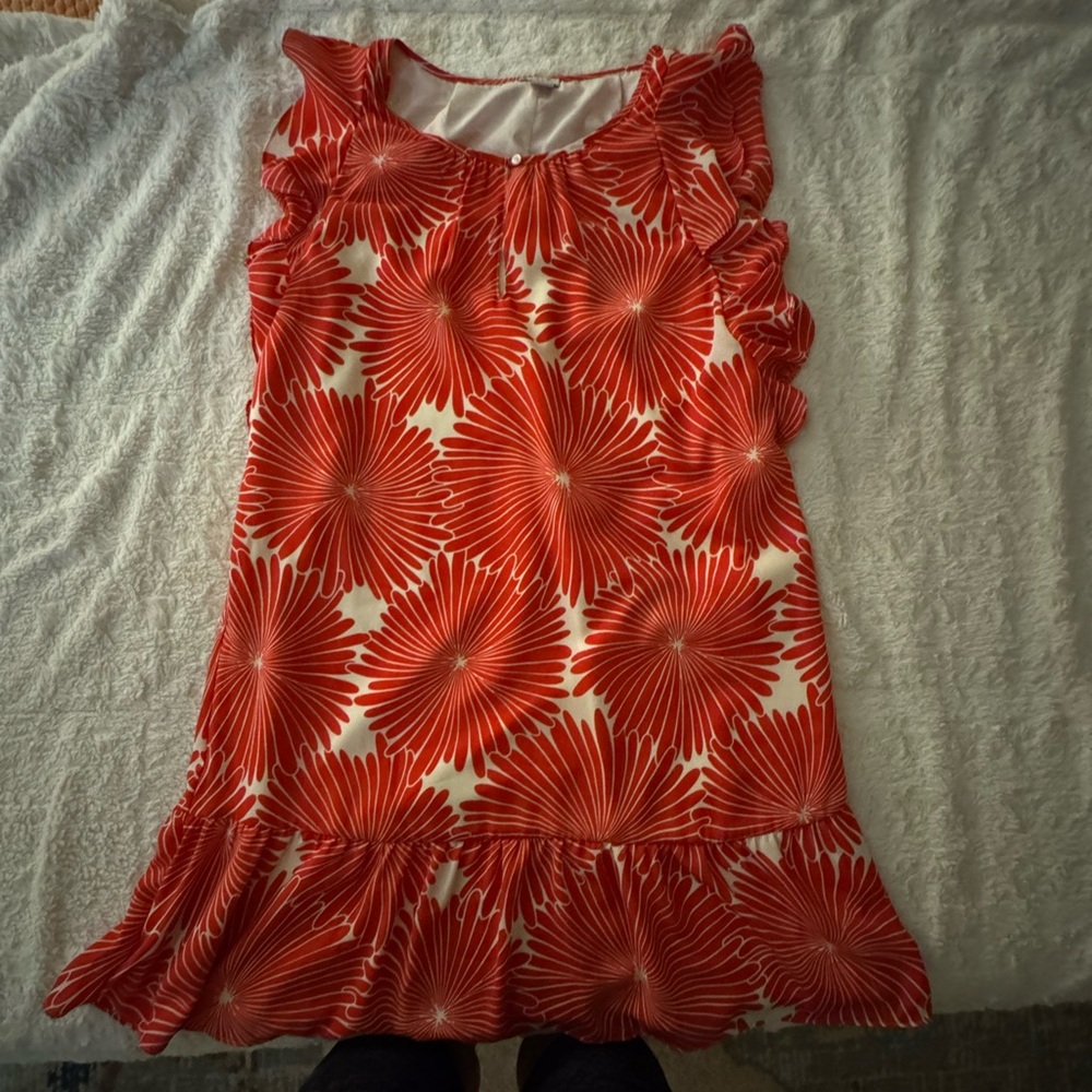 J. Crew Red and White Floral Dress